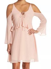 1472  cold shoulder pink dress