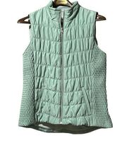 Christopher & Banks Vest Jacket Womens SIZE Large Green Full‎ Zip Quilted Puffer