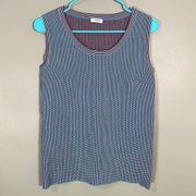 Geometric Stretch Knit Sleeveless Sweater Top Turquoise Size 6