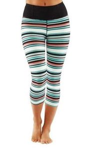 Manduka Women's Essential Capri Yoga Leggings Jade Variegated Stripe Size XS