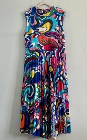 Boden Jocelyn Watercolor Floral Retro Swirl Pleated Midi Dress