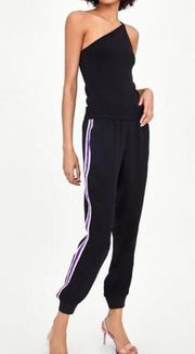 Zara jogger black with side stripes size M NWT