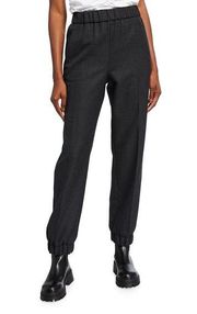 Ganni 40 Wool Blend Suiting Jogger Pants Black Pull On High Rise Stretch Modern