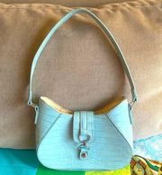 Robins Egg Blue Faux Croc Embossed Purse Shoulder Bag