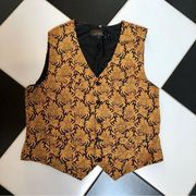 Vintage 90s Classiques for Nordstrom Silk Paisley Vest Gold & Black Pattern sz L