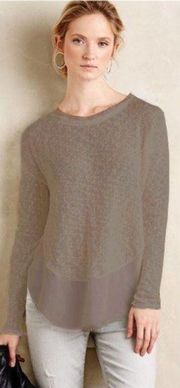 Anthropologie Deletta Nubby Circle Long Sleeve Sweater Tan Womens Size Small