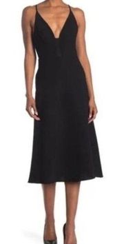 Allen Schwartz Roksana Plunging Neck Midi Dress 0 NWT