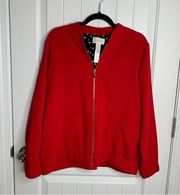 Chico’s red zip up bomber jacket size 12 holiday Valentines
