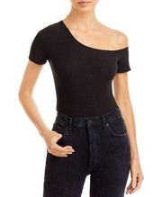 AQUA Asymmetric Off The Shoulder Bodysuit, Black Size XL New w/Tag $48