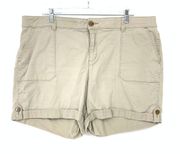 Lane Bryant Shorts Women's Size 18 Mid-Rise Flat Front Chino Light Khaki Tan