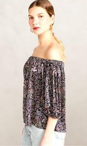 womens Gustavo off the shoulder top blouse in noir paisley size 4