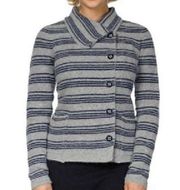 Horny Toad wool Heartfelt Stripe Button cardigan sweater grey blue Size Small