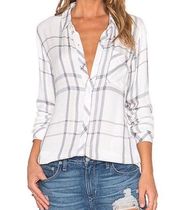 Rails Hunter Plaid Button Down in White Charcoal Blush Size Medium GUC