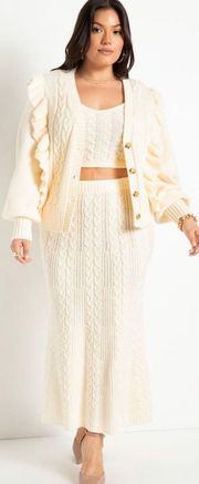 Cabled Sweater Cream Knit Maxi Skirt