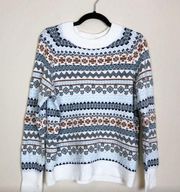 NWT  Wool Blend Crew Neck Sweater in Ivory Fair Isle