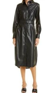 NEW Ted Baker London Barrkir Faux Leather Shirtdress Black -2 US 6 #D5127