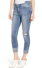 DL1961 Farrow Instaslim Ankle Skinny Jeans Raw Hem Amarillo Crop