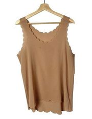 Coveted Clothing Boutique Light Brown Chiffon Scallop Tank Top L