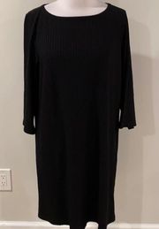 Eileen Fisher Black Tencel Stretch Rib Shift Dress