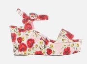 Dolce & Gabbana Multicolor Floral Print Wedges Ankle Strap Sandals NWT