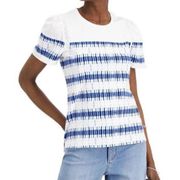 Women Charter Club Tops Petite Cotton Eyelet-Trim Puff-Sleeve Top Size PLNWT