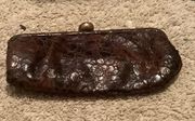 Avon Clutch Purse Faux Snake Skin Clutch with Ruby look Snap Closure