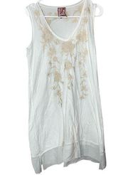 Johnny Was White Embroidered Tunic Sleeveless