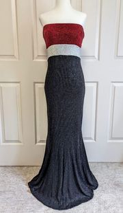 Vintage 90s Jessica McClintock strapless sparkly formal dress