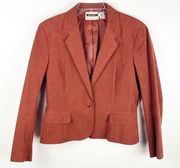 NEIMAN MARCUS Suede Copper Single Button Pocket Lined Long Sleeves Blazer Small