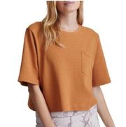 Varley Bexley Cropped Perforated cotton jersey t shirt in orange