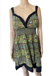 Cato Boho Hippie Indie Eclectic Distressed Earthy Floral Geometric Mini Dress