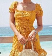 - Revolve Lana mustard yellow eyelet dress