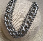 Silver Multi-strand Chain Statement Necklace