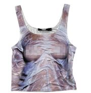 Jaded London - Pixelated Wet Look Body Torso Print Top in White and Gray