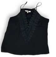 WAYF Black Sexy Y2k Lace V Neck Chiffon Lace Up Flowy Tank Top Size Small