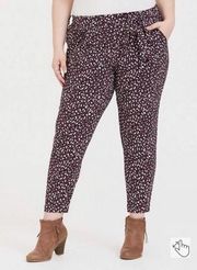 Torrid Pull-On Taper Stretch Crepe High-Rise Tie-Front Pant Leopard Purple 3X