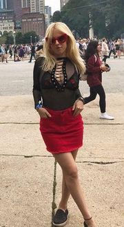 Red Denim Skirt