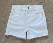 American Eagle  high rise shortie white jean shorts in size 0