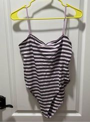 Purple and Black Striped Size Large Bodysuit