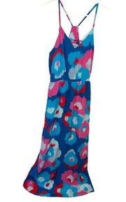 Annie Griffin Sleeveless Maxi Dress Blue Pink Floral