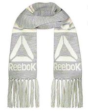 NWT Reebok Logo‎ Fringe Scarf Unisex Gray/White Winter Tassel scrave soft fabric