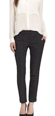 Theory Marsienna Tori Ankle Dress Pants Black Jacquard Slim Career Pant Size 6