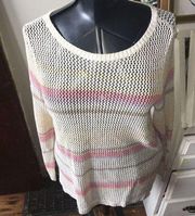 Chicos loose weave crochet lightweight craftcore style sweater