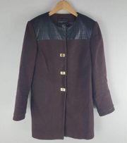 Etcetera Cotton And Leather Coat Lined Brown Black Size 6