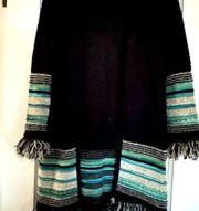 Vintage M Missoni black lightweight sweater cardigan with teal accents US 2