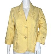 Chicos Blazer Women Small 0 Yellow Lightweight Jacket Career Office Work Casual