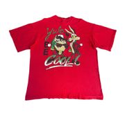 Vintage 90s Tasmanian Devil Christmas Yule Be Cool Red Graphic T-shirt