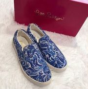 Lilly Pulitzer Julie Slip On Sneakers Whispurr Blue 6