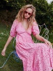 Pink Eyelet  Maxi Dress