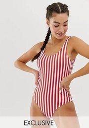 MONKI - ASOS Stripe Scoop Neck One Piece Bathing Suit